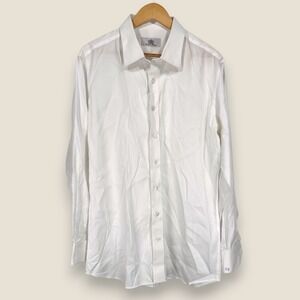 Oxxford Clothes Dress Shirt Mens XL White Custom Made SG Monogram Luxury USA
